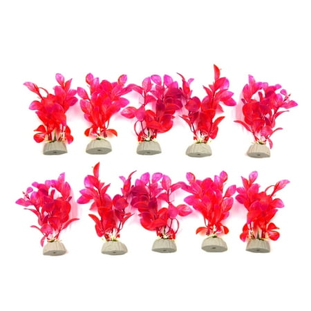 - 10pcs Red Decorative Leaves Grass Plants for Aquarium Fish Tank Landscape