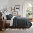 thumbnail image 2 of EverGrace 100% Cotton Quilt Queen Size, Pre-Washed Modern Grid Stitch Lightweight Bedspread Coverlet for All Season, Oversized 3-Piece Bedding Set with 2 Pillow Shams, Midnight Blue, 2 of 8