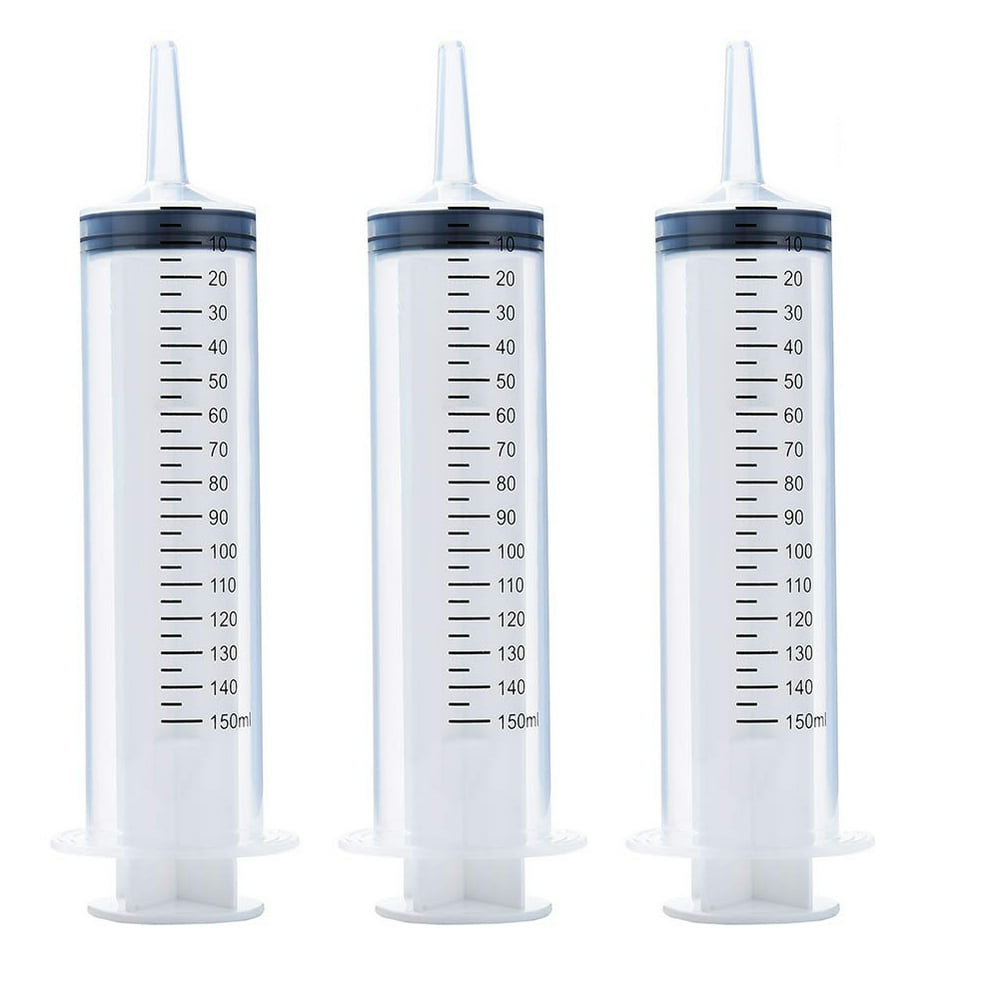 3 Pack 150ml Syringes, Large Plastic Syringe for Scientific Labs