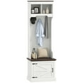 thumbnail image 2 of HOMCOM 3-in-1 Hall Tree with Shoe Storage, Standing Coat Rack with Shoe Bench, Entryway Furniture with Five Hooks, White Wood Grain, 2 of 9