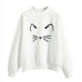 thumbnail image 2 of White Womens Tops Autumn Winter O Neck Solid Color Prints Long Sleeve Pullover Sweatshirt Fall Outfits for Women 2025, 2 of 4