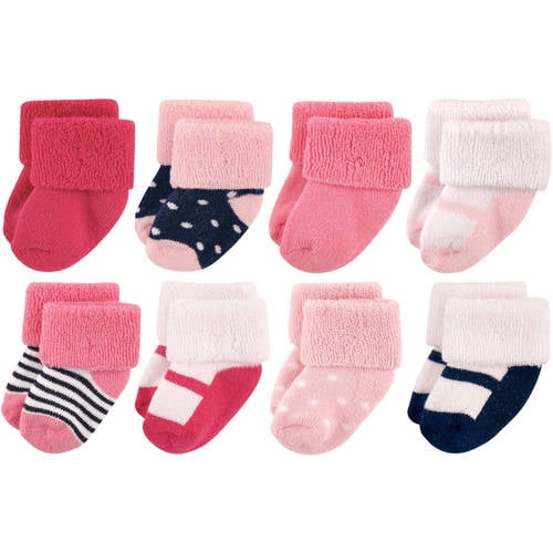 Luvable Friends Baby Girls' Newborn Terry Socks 8Pack