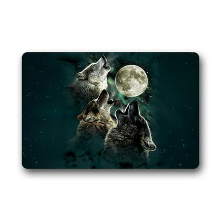 - WinHome Cool Wolf With Moon Doormat Floor Mats Rugs Outdoors/Indoor Doormat Size 23.6x15.7 inches