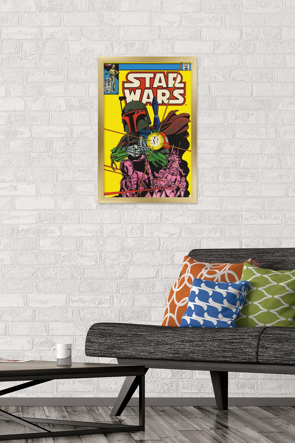 Star Wars: Saga - Boba Fett - Comic Cover Wall Poster, 14.725" x 22.375", Framed