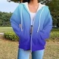 thumbnail image 2 of Full-zip Hoodie jackets for Women with Pocket Long Sleeve Cotton Fleece Mid Weight Zipper Hooded Sweatshirt Coat (M, Blue|Gradient), 2 of 5