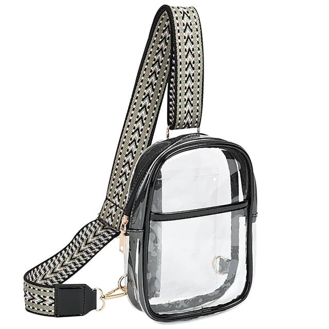 Fiudx Bolso Bandolera de Pvc Transparente, Versátil, para Llevar En El Pecho o Cruzado, Espacioso y Organizado, Accesorio para Conciertos o Eventos Deportivos, Correa Ajustable, Material Duradero, Co