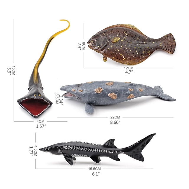 4PCS Simulation Animaux de la Vie en Haute Mer Figurines PVC Animaux de l'Océan Profond Modèle Cadeau Parfait pour les Enfants