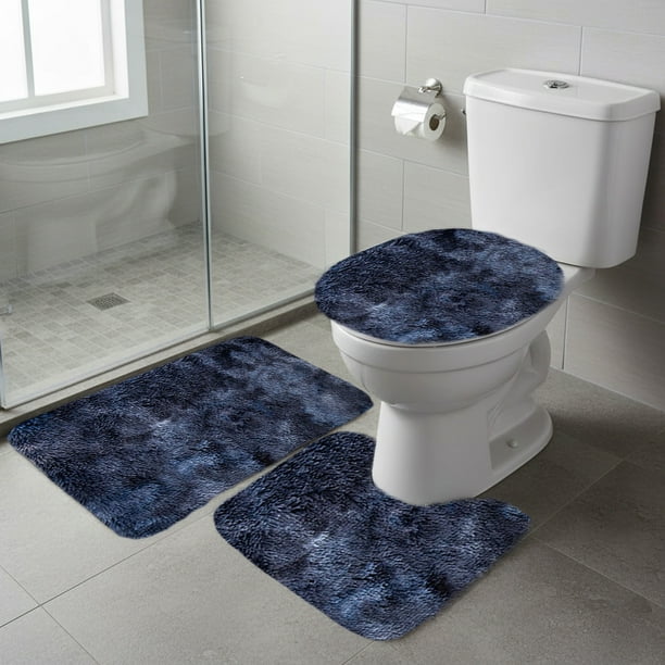 Juego de 3 alfombrillas de baño gruesas de invierno, de colores surtidos, suaves, absorbentes, antideslizantes, lavables, color azul oscuro, 40 x 60 cm Rkxzt