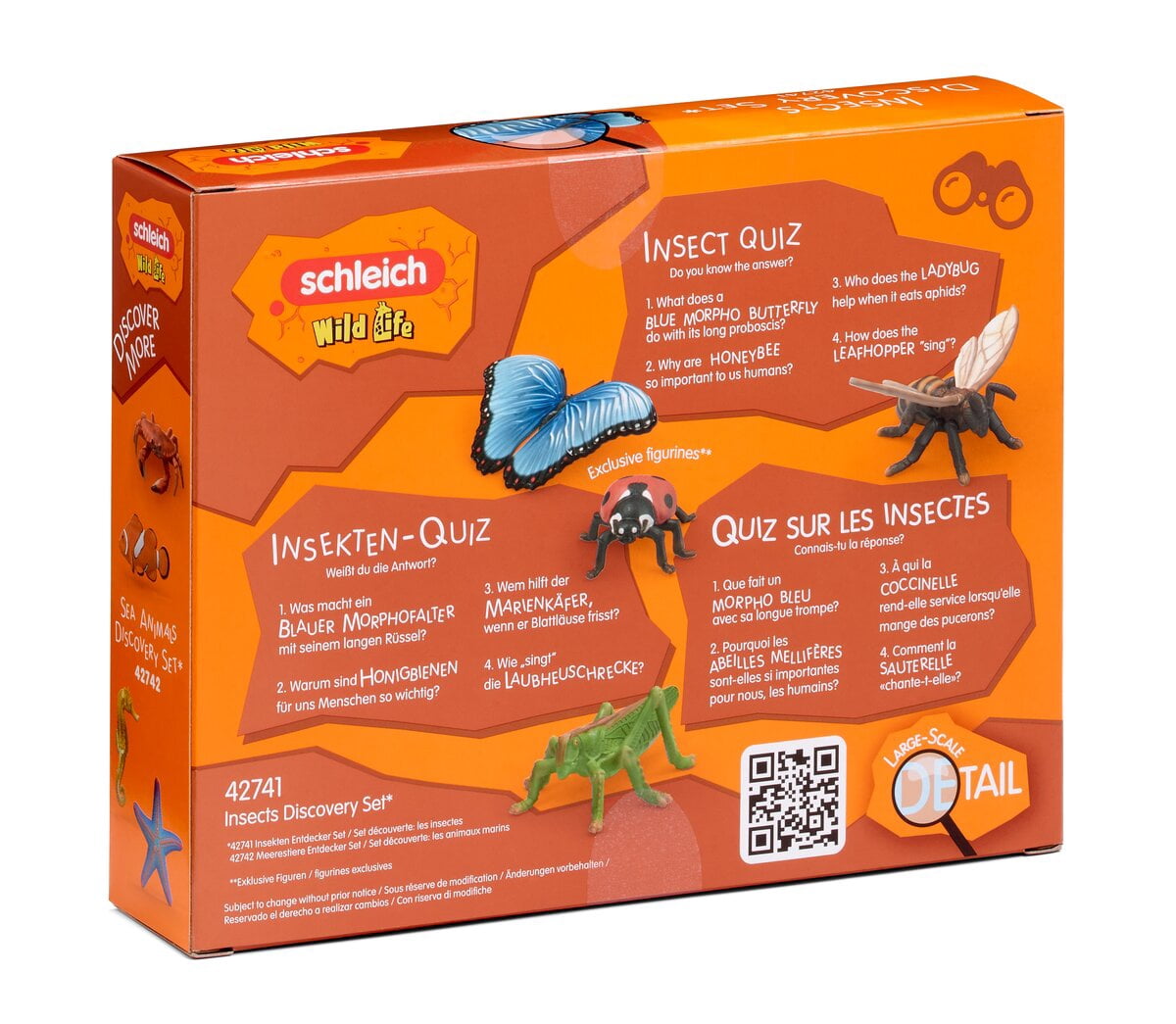 Schleich 4 PCS Backyard Insect Discovery Figurine Playset with Butterfly Bee Ladybug and Grasshopper
