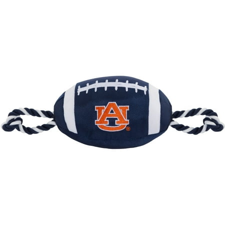 Auburn University Tigers Dog Football - NCAA Auburn Tigers Strong, Durable, Chewable Football Dog Toy with Inner Squeaker and Side Ropes, Officialy Licensed