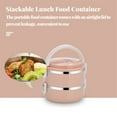thumbnail image 4 of Stackable Stainless Steel Food Container Leakproof Adult Kids Large Lunchbox Pink 2 layer, 4 of 8