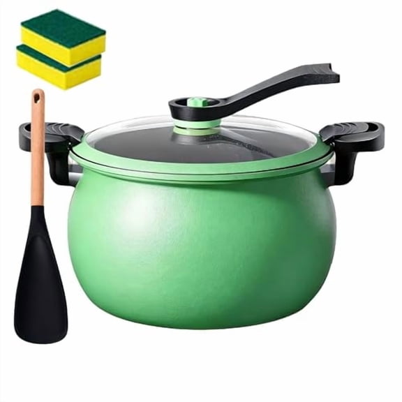Multifunctional Large Capacity Non-Stick Pressure Cooker,8QT Versatile Micro Pressure Cooking Pot,Round Induction Cooker Universal Stew Pots with Visual Lid For Home Cooking