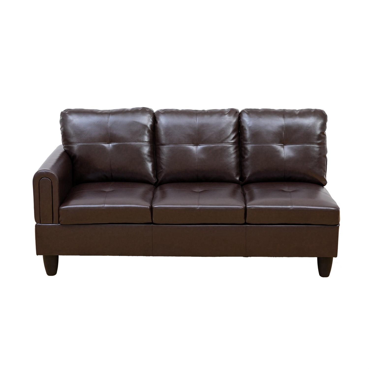 Hommoo Faux Leather 4-Seat Couch, L Shaped Sectional Couches and Sofas, Modern Living Room Furniture Sets Sectional Sofa Set, Brown(No Ottoman)