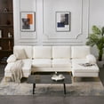thumbnail image 2 of 113" Large Convertible Sectional Sofa Couch with Double Chaises, U-Shaped 4 Seat Modular Sofa with Golden Metal Legs & Armrest Pillows for Living Room, Apartment and Office, White, 2 of 7