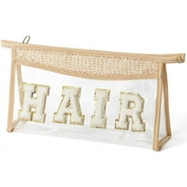 Artrylin Boho Patch Makeup Bag For Mother Clear Toiletry Bag Letter Travel Cosmetic Bag beige Transparent Waterproof Snacks Bag Mother Zipper Makeup Pouch Mother's Day Gift for Women Girls (HAIR)