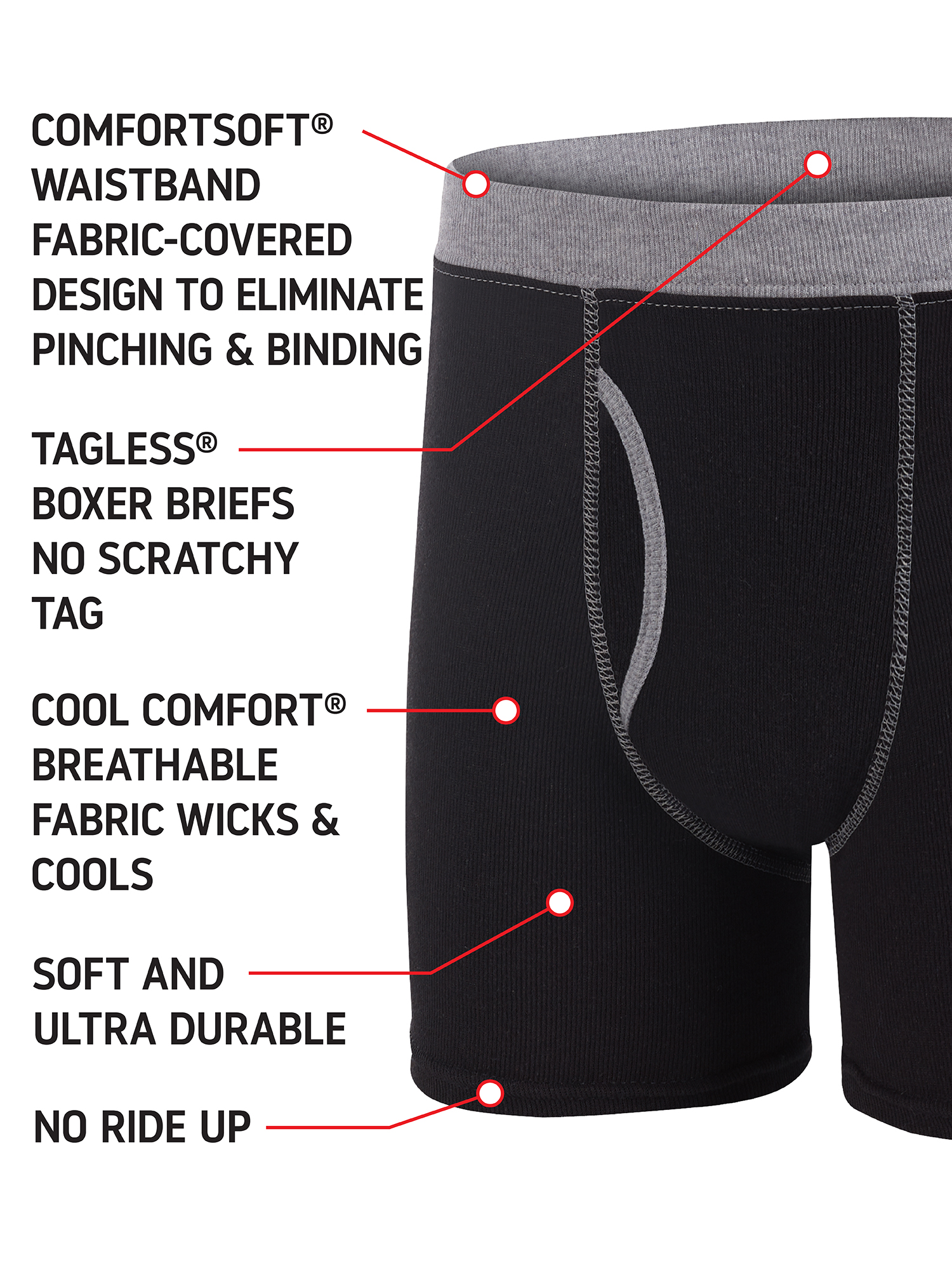 Hanes Boys 10 Pack Tagless ComfortFlex Waistband Boxer Briefs (Sizes S-XXL) - image 5 of 7