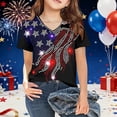 thumbnail image 2 of XAOFW Girl's T-Shirts Short Sleeve V Neck Graphic Print Kids 250Th Anniversary T Shirts Daily Wear Loose Fit Tee Shirts Party Night Versatile Cozy Children Tops, 2 of 4