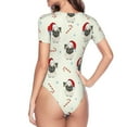 thumbnail image 4 of Gaeub Christmas Pug Dog Women'S Short Sleeve One Piece Swimsuit Sexy High-Waisted Bodysuit For Swimming, Beach, Sports - Medium, 4 of 9