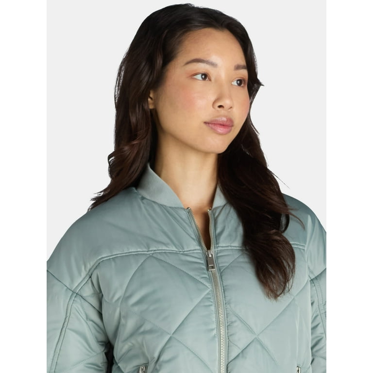Time and Tru Women's and Women's Plus Size Quilted Bomber Jacket