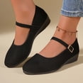 thumbnail image 5 of Yuanlong Women's Casual Shoes Suede Buckle Strap Wedge Mary Jane Solid Color Comfortable Stylish Holiday Shoes, 5 of 7