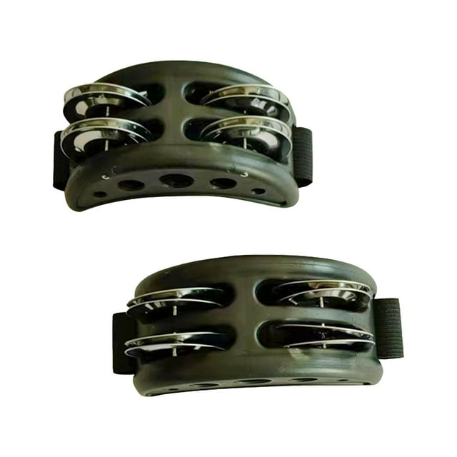 2 Uds Pandereta de Pie CUTICAT Tambor de Doble Fila Portátil con Campana Agitador Accesorios para Instrumentos Musicales