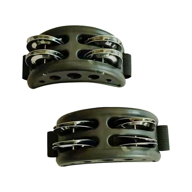2 Uds Pandereta de Pie CUTICAT Tambor de Doble Fila Portátil con Campana Agitador Accesorios para Instrumentos Musicales