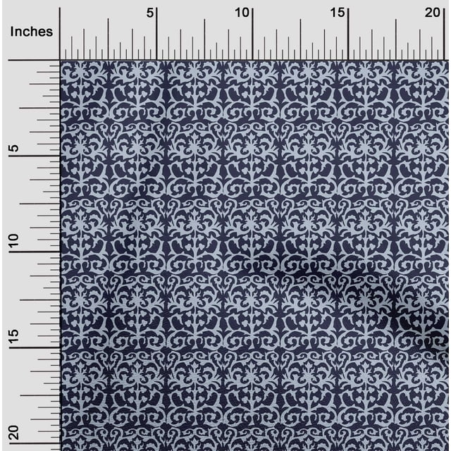 oneOone Polyester Lycra Fabric Leaves|Swirl & Floral Block Print Sewing Fabric BTY 56 Inch Wide