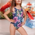 thumbnail image 2 of Uorisanigo Girls Swimsuits Size 9-10 One Piece Purple Hawaiian Floral Sport Halter Swimwear Polyester and Spandex Fabric Beach Bathing Suit, 2 of 7