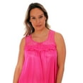 thumbnail image 5 of Women's Silky Feeling Sleeveless Tricot Nightgown with Floral Lace Design, Bright Pink, Size 2XL, 5 of 5
