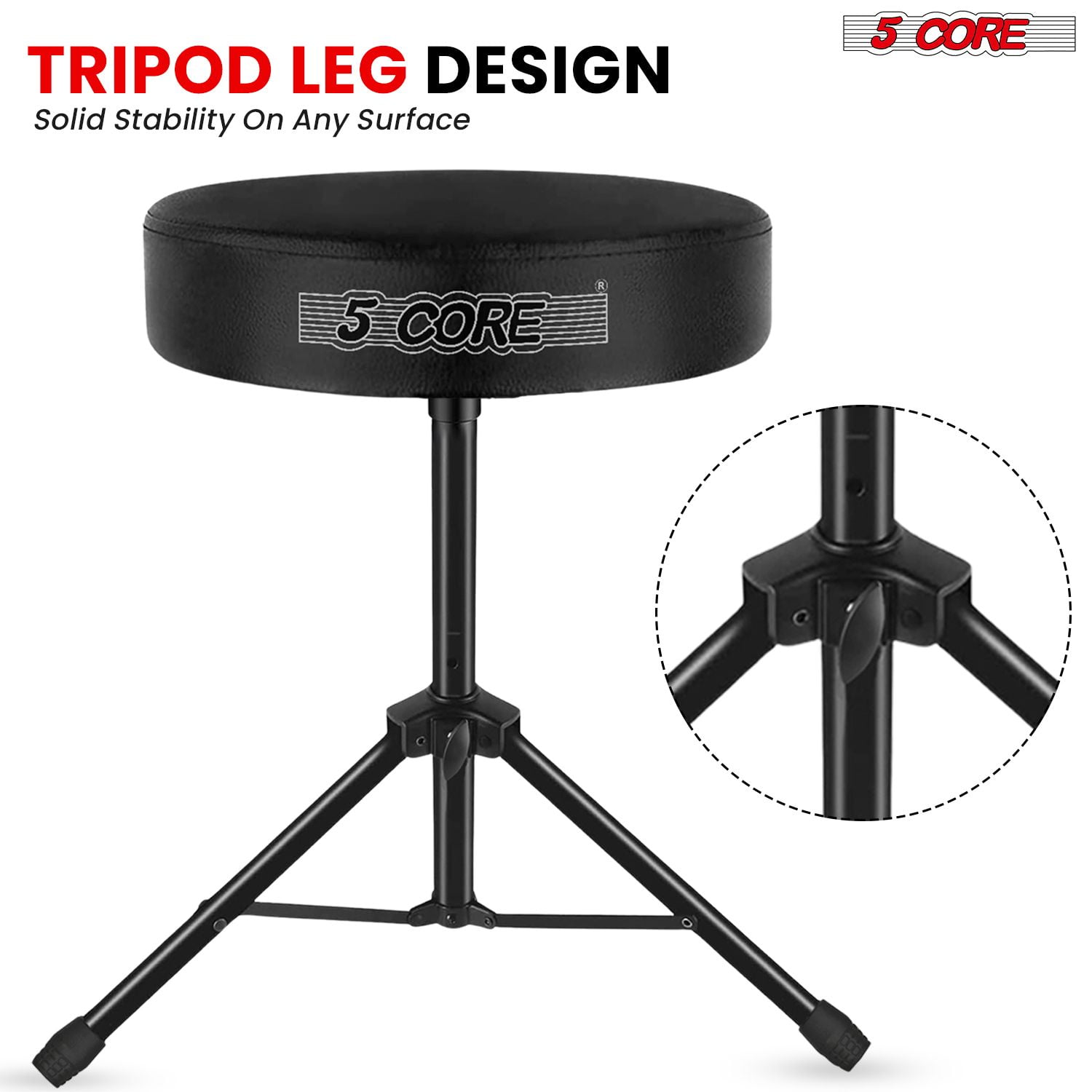Drum Throne 3" Thick Padded Memory Foam Comfortable Drummer Stool 330Lb Capacity Adjustable