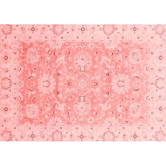 Ahgly Company Machine Washable Indoor Rectangle Oriental Red Traditional Area Rugs, 7' x 9'