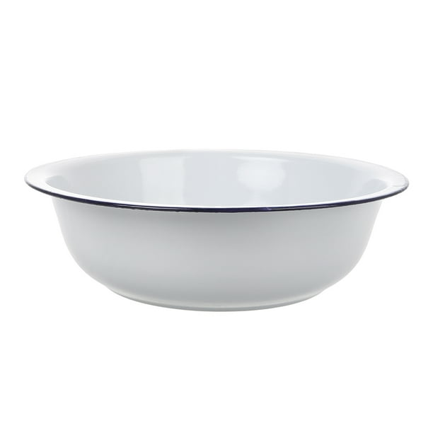 Lavabo grande de esmalte, cuenco vintage para mezclar, vajilla de cocina esmaltada, cuenco de esmalte blanco, cuenco para lavar pan y verduras.