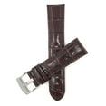 thumbnail image 1 of 20mm Mens' Alligator Style Leather Watch Band Strap, Glossy Finish, Stainless Steel Buckle, 1 of 7