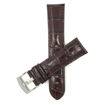 20mm Mens' Alligator Style Leather Watch Band Strap, Glossy Finish ...