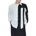 thumbnail image 1 of Afdoent Shirts For Men 2025 Spring Autumn New Trend Fashion Personality Color Block Asymmetrical Shirt Classic, 1 of 4