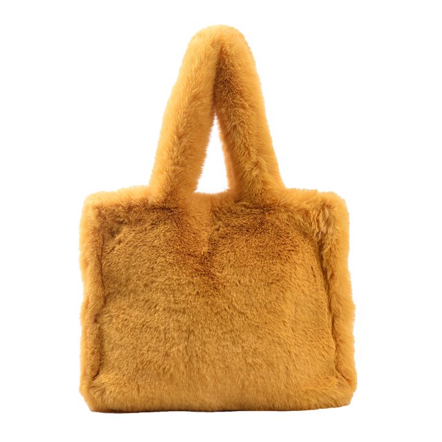Bolsa de mano de piel de felpa para mujer, color sólido, minide invierno con asa superior (amarillo) Ehuebsd Para Estrenar