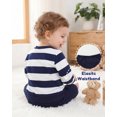 thumbnail image 5 of Infant Baby Boys Clothes 6 Months Boys Fall Winter Outfits 12 Months Boys Long Sleeve Round Neckline Stripe Sweatshirt Pants 2PCS Clothing Set Blue, 5 of 8
