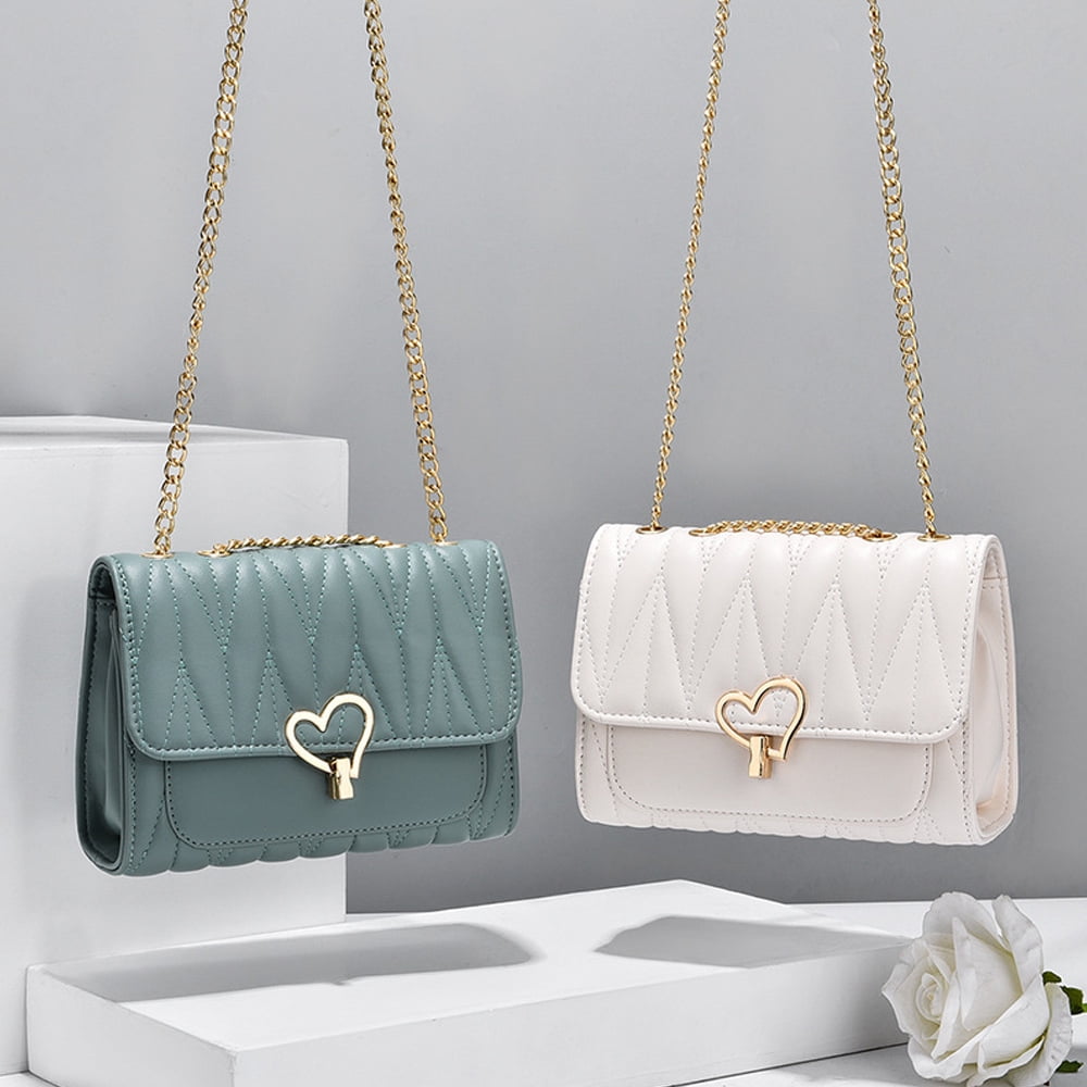 Crossbody Bags for Women Leather Ladies Shoulder Purses with Chain Strap Stylish Clutch Purse,White