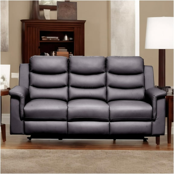 JERFIT 3-Seat Recliner Sofa with Center Console and Cup Holders, PU Leather Reclining Couch for Living Room, Ergonomic Sleeper Sofa with Lumbar Support
