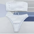 thumbnail image 5 of HAPIMO Women's 2Pc Bikini Sets Cutout Soild Color Summer Beach Strapless High Cut Tropical Hawaii Swimsuit Trendy Bikini White M, 5 of 6