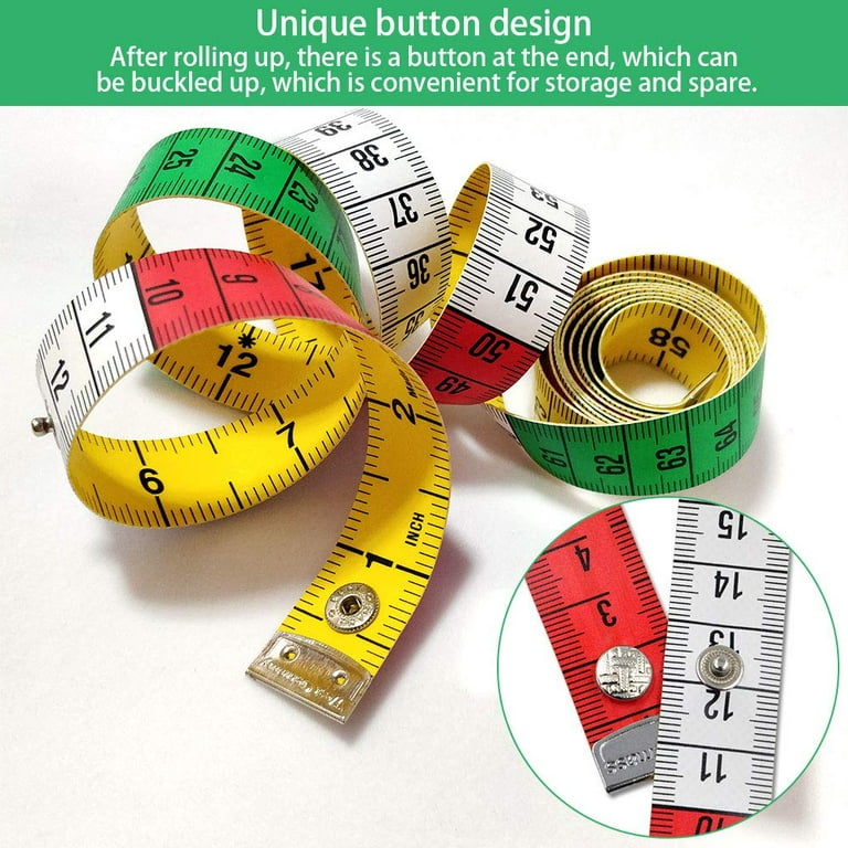 BUSHIBU 10 pcs150 cm 60 inch Push Button Soft Retractable Tape Measure Handy Pocket Tape Measure Double-Sided Tailor's Measuring Tape