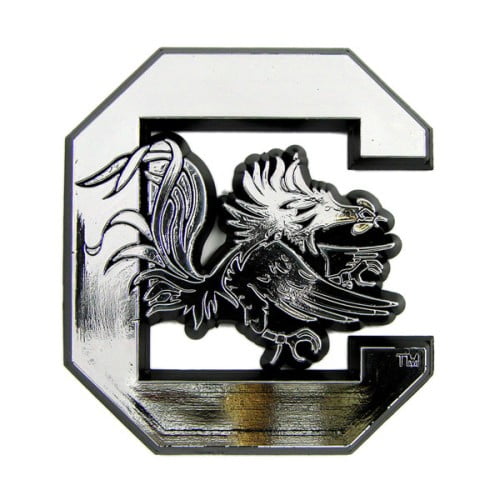 Caseys Distributing South Carolina Gamecocks Silver Auto Emblem