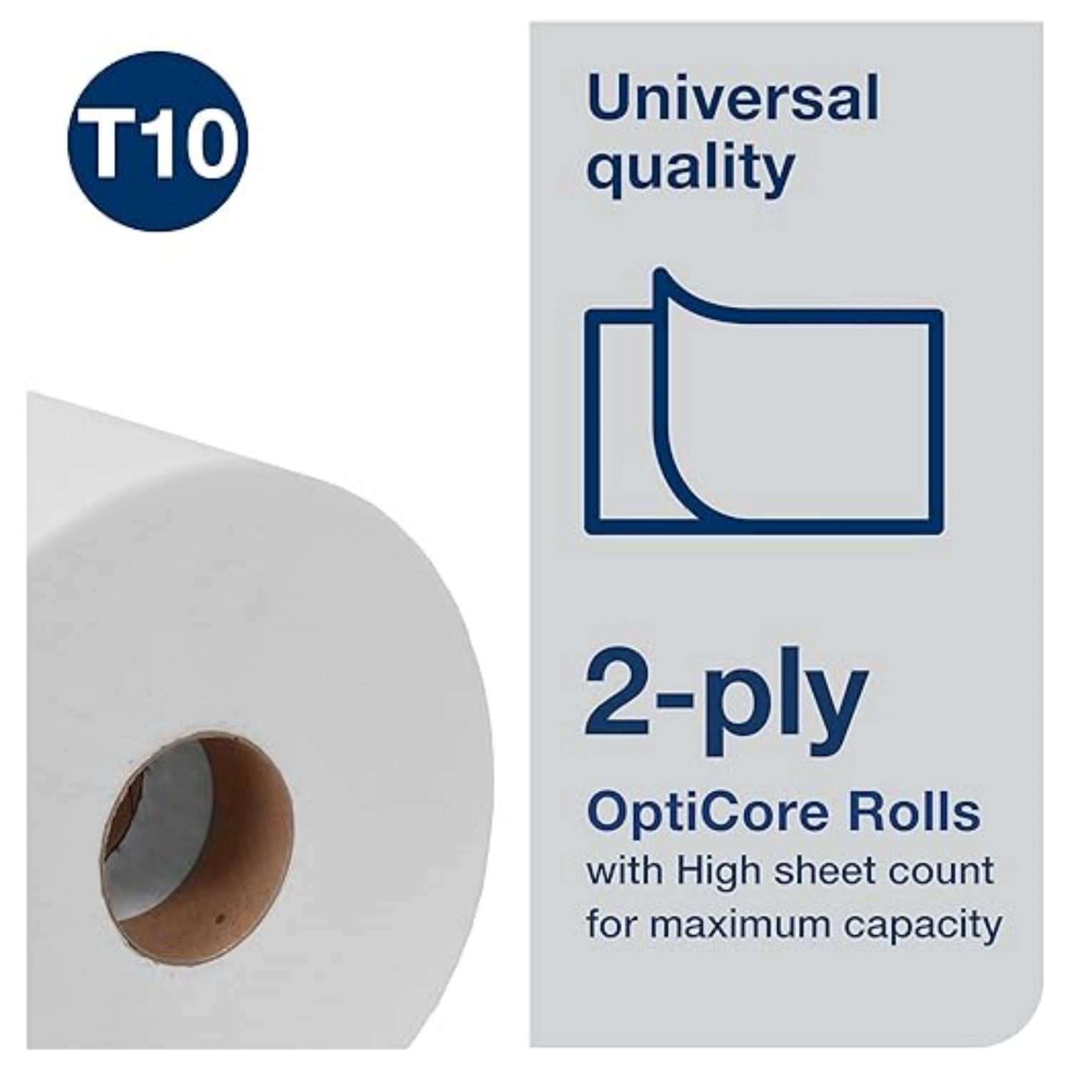 Mid-size Toilet Paper Roll White T10, Universal, 2-ply, 12 x 2000 sheets, 160090