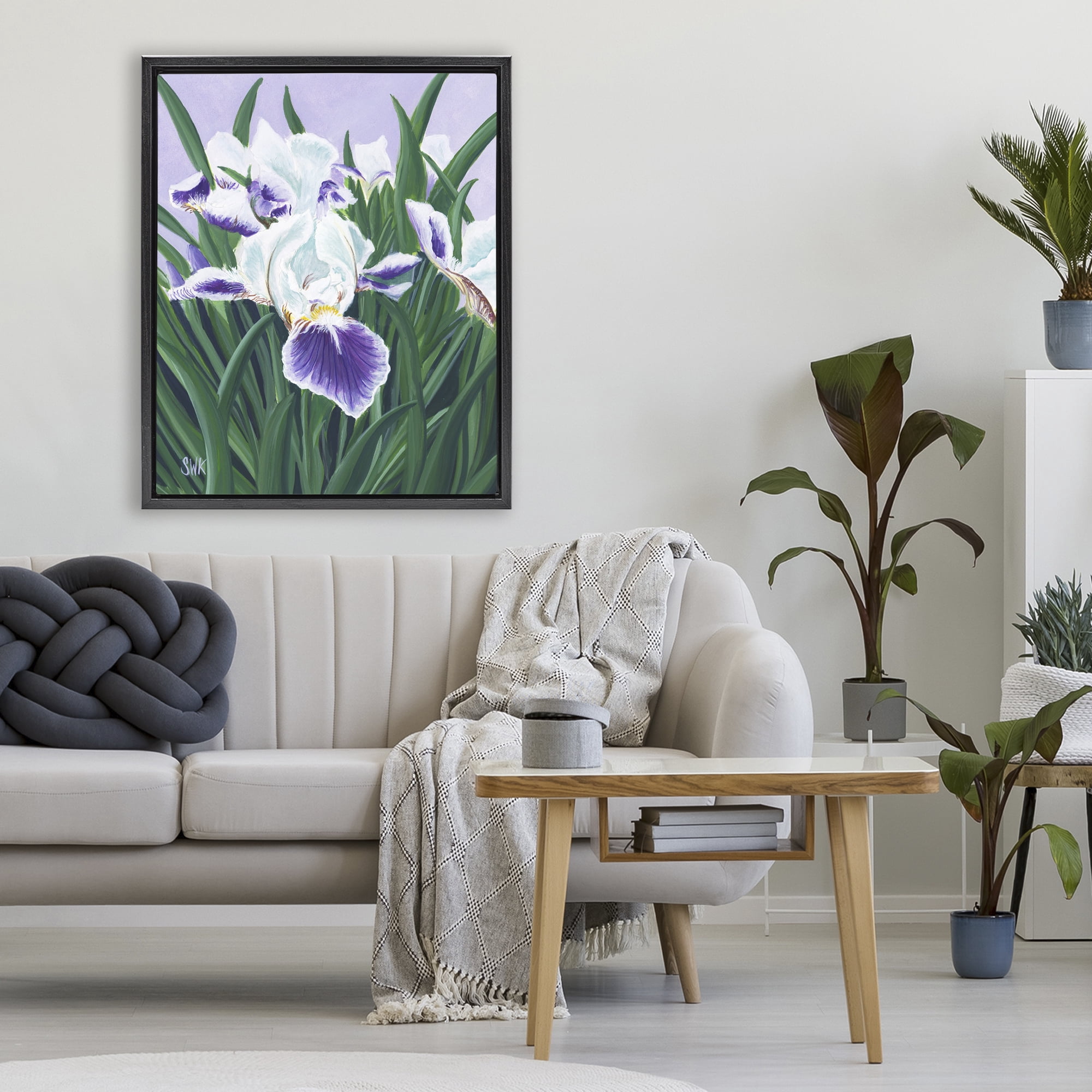 Stupell Industries Purple & White Irises Black Framed Floater Canvas Wall Art, design by Sarah Waldron Kimball