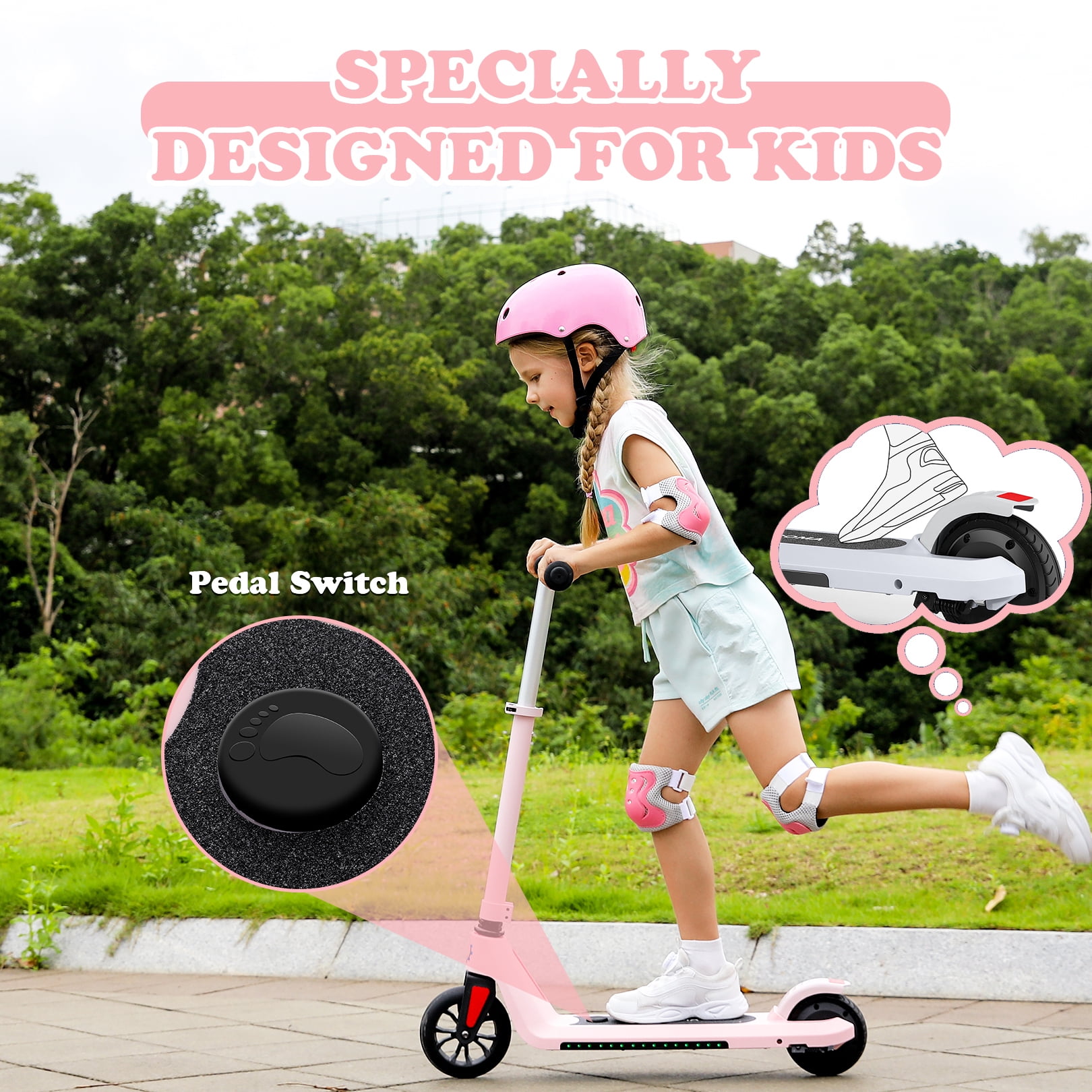 Scooter de pedal de dos alas para niños de 3 a 6-12 años de edad y