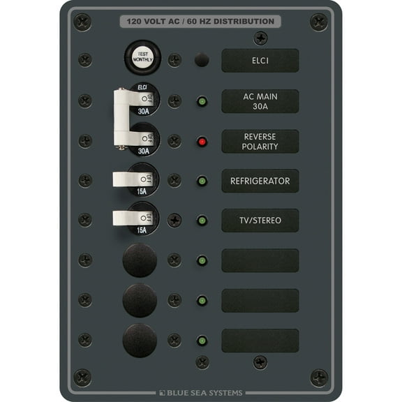 Blue Sea Systems - Blue Sea 8101 ELCI GFCI Panel AC 5 Position            (CW406