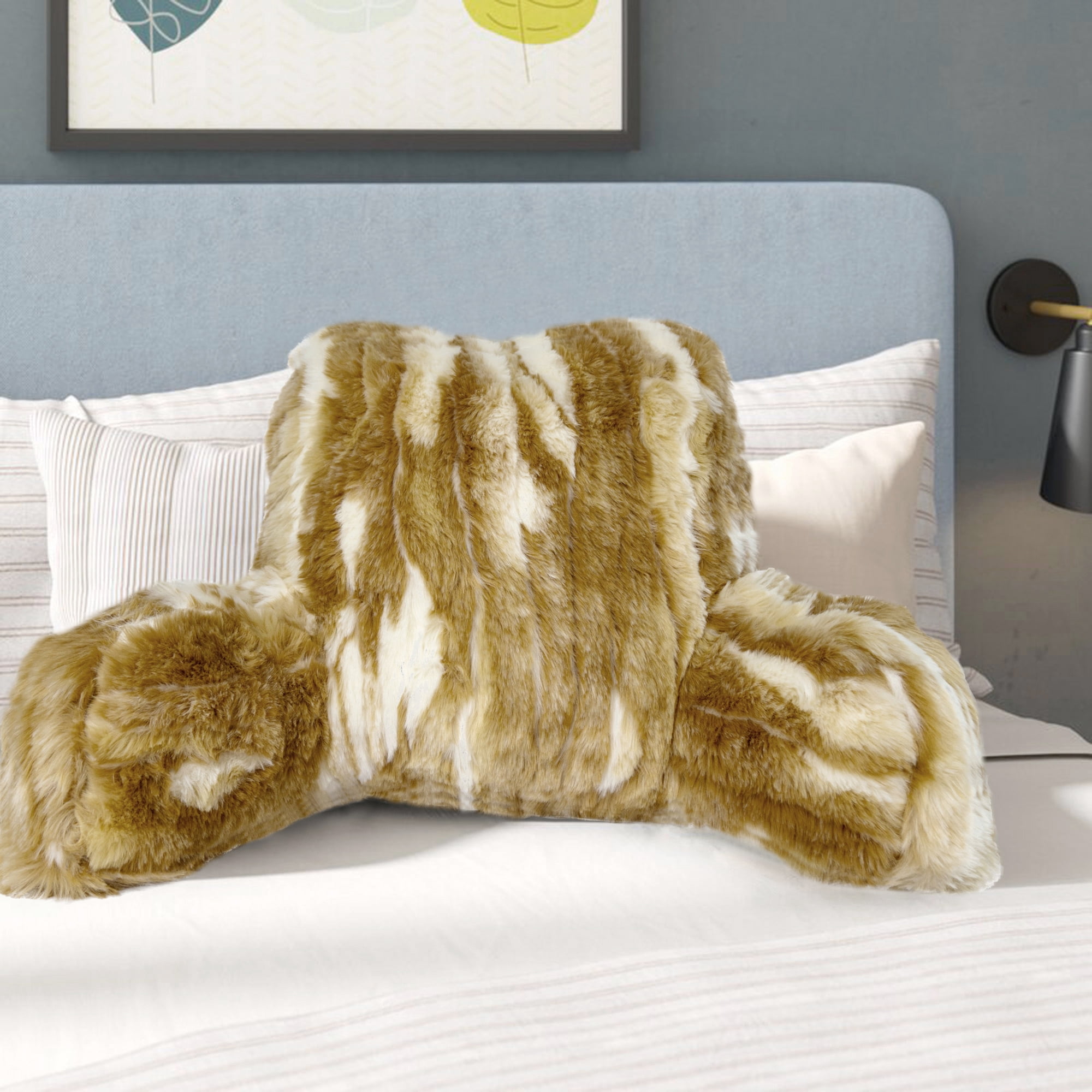 Home Soft Things Jaquard Faux Fur Bedrest Pillow - Amber Gold - 20" x 18" x 17"