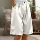 thumbnail image 1 of Neewe Womens Wide Leg Pants Casual Knee Length Pants Summer Satin Elastic Waist Comfy Shorts with Pockets, 1 of 6