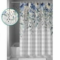 thumbnail image 3 of Extra Long Shower Curtain 72x84 Inch, Eucalyptus Flowers Shower Curtain Waterproof Bathroom Decor Botanical Floral Leaves Gray Plaid Fabric Bath Curtain Set Accessories with Hooks, 3 of 6