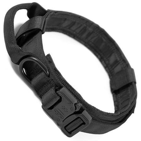 Nylon Dog Training Collar - LIVABIT Heavy Duty 600D Nylon Tactical Dog Training Collar Handle Large Black